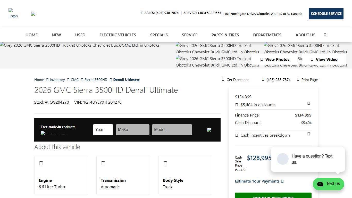 2026 GMC Sierra 3500HD in Okotoks Okotoks Chevrolet Buick GMC Ltd. - 1GT4UYEY0TF204270